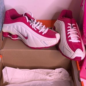 Nike shoxs pink & white  also reflective
